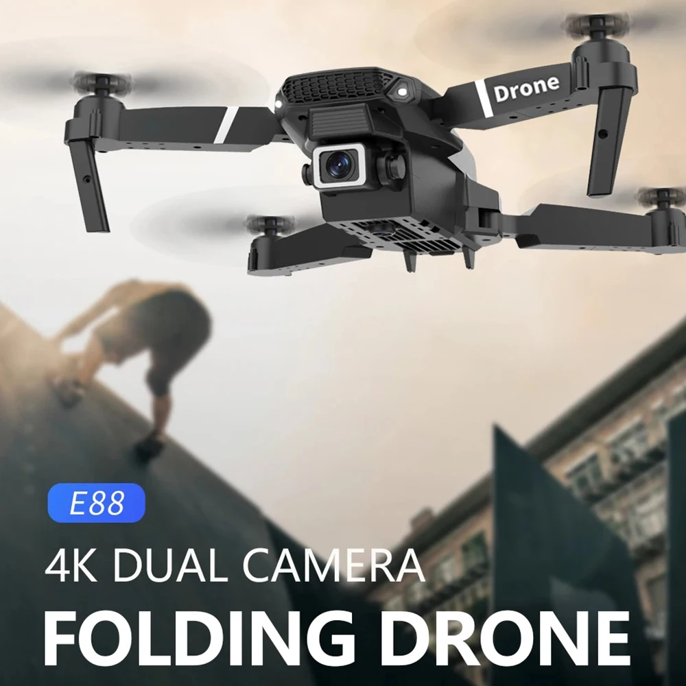 Drone Camera Wide Angle - طائرة بدون طيار احترافية E88 4K