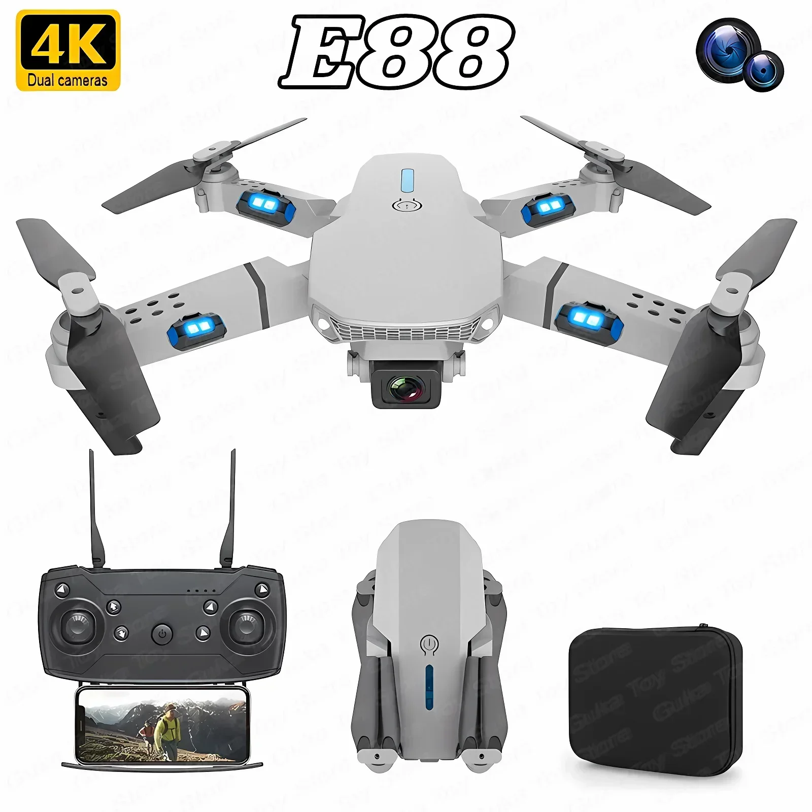E88 Pro WIFI FPV الطائرة بدون  - مراجعة Drone Camera Lens وسعره